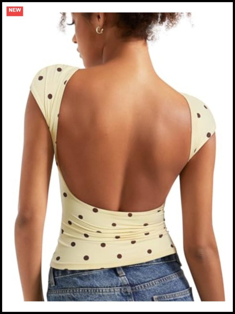 Double Lined Open Back Y2K Tee Short Sleeve Boat Neck Backless Crop Top